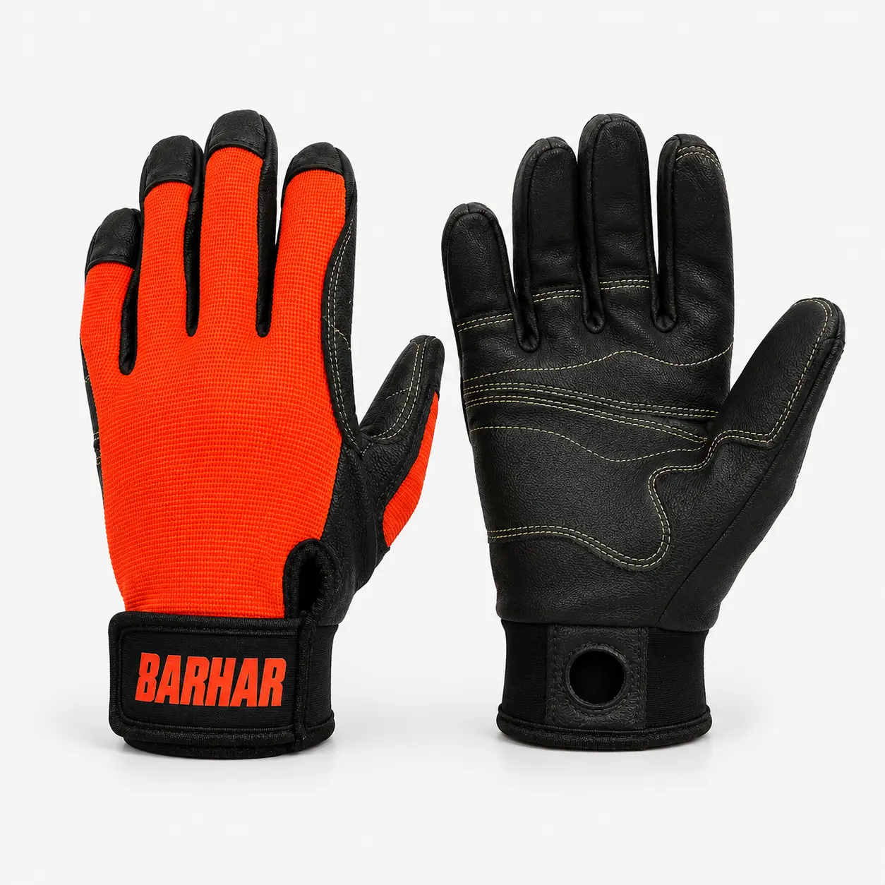 BARHAR Rope Rescue Climbing Gloves, Goatskin Leather Reinforced Grip Work Gloves with Wrist Lock Hole, Arborist Rappelling Tree Climbing Safety Gloves for Outdoor Training