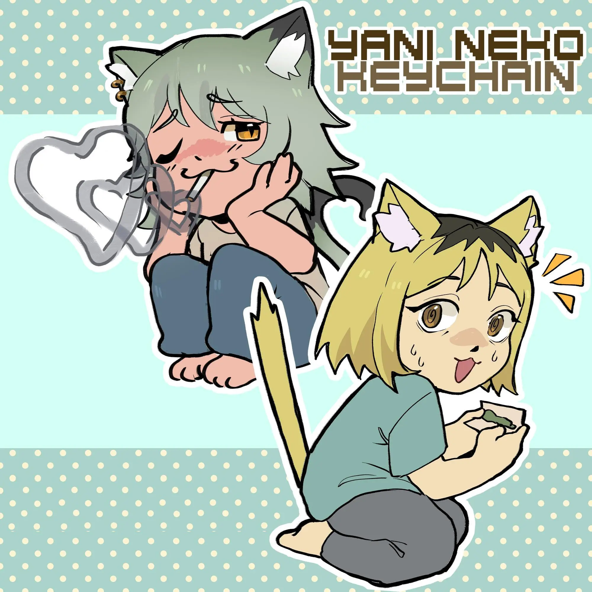 Smoker Cat Acrylic Keychains 3''