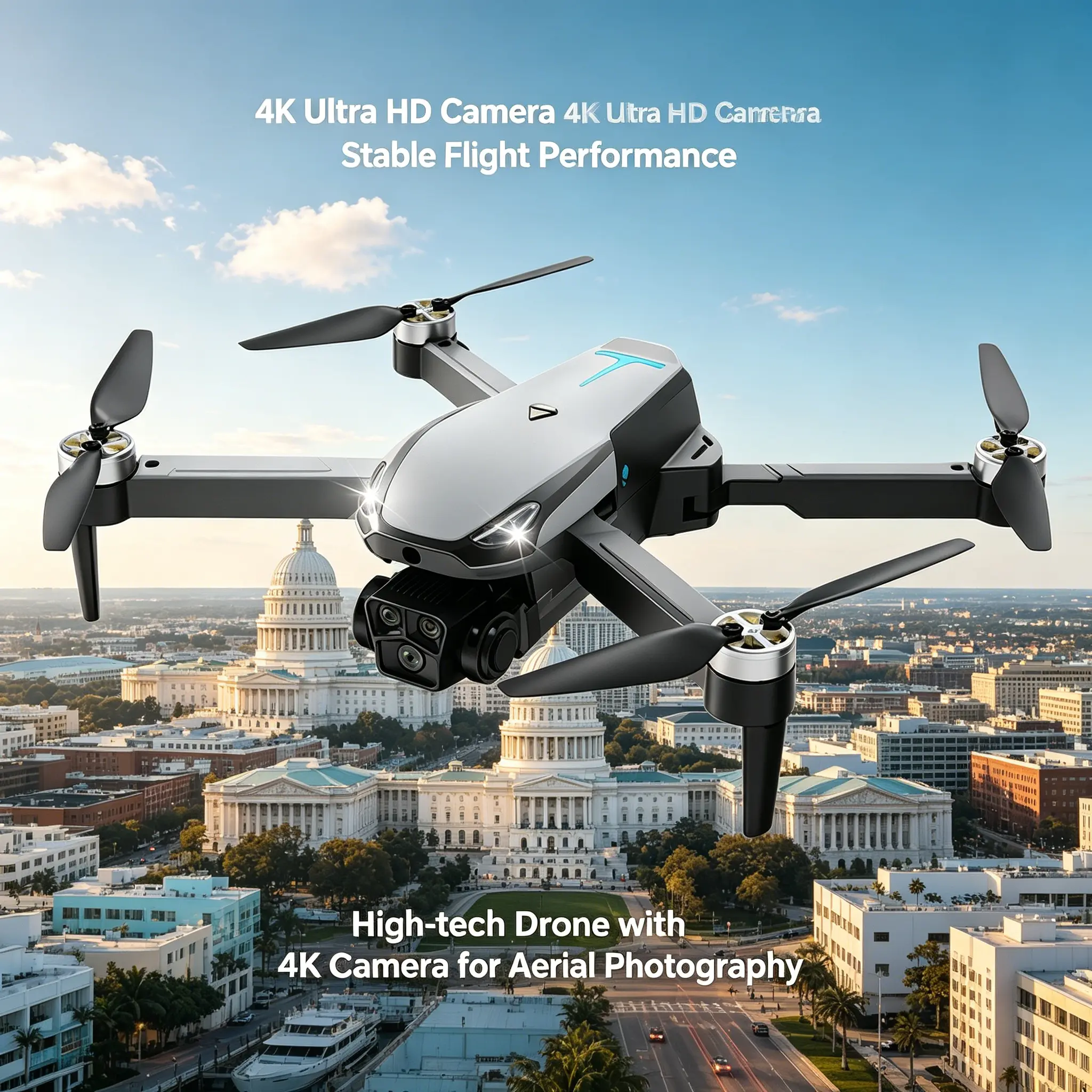 2026 Foldable Aerial M8 Pro Drone with 4K UHD EIS Anti-Shake Camera, GPS Precise Positioning System, 5G WiFi FPV Real-time Transmission,   Intelligent Obstacle Avoidance, Auto Return, 360° Stunt Roll, 2 Batteries for Adults Beginners Aerial Photography