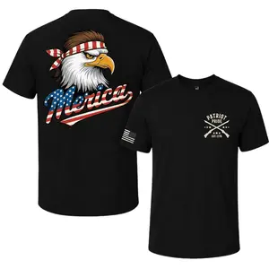 TRENZ SHIRT COMPANY Men's Short-Sleeve American Flag Sleeve Graphic Tee - 4th of July Independence Day Apparel