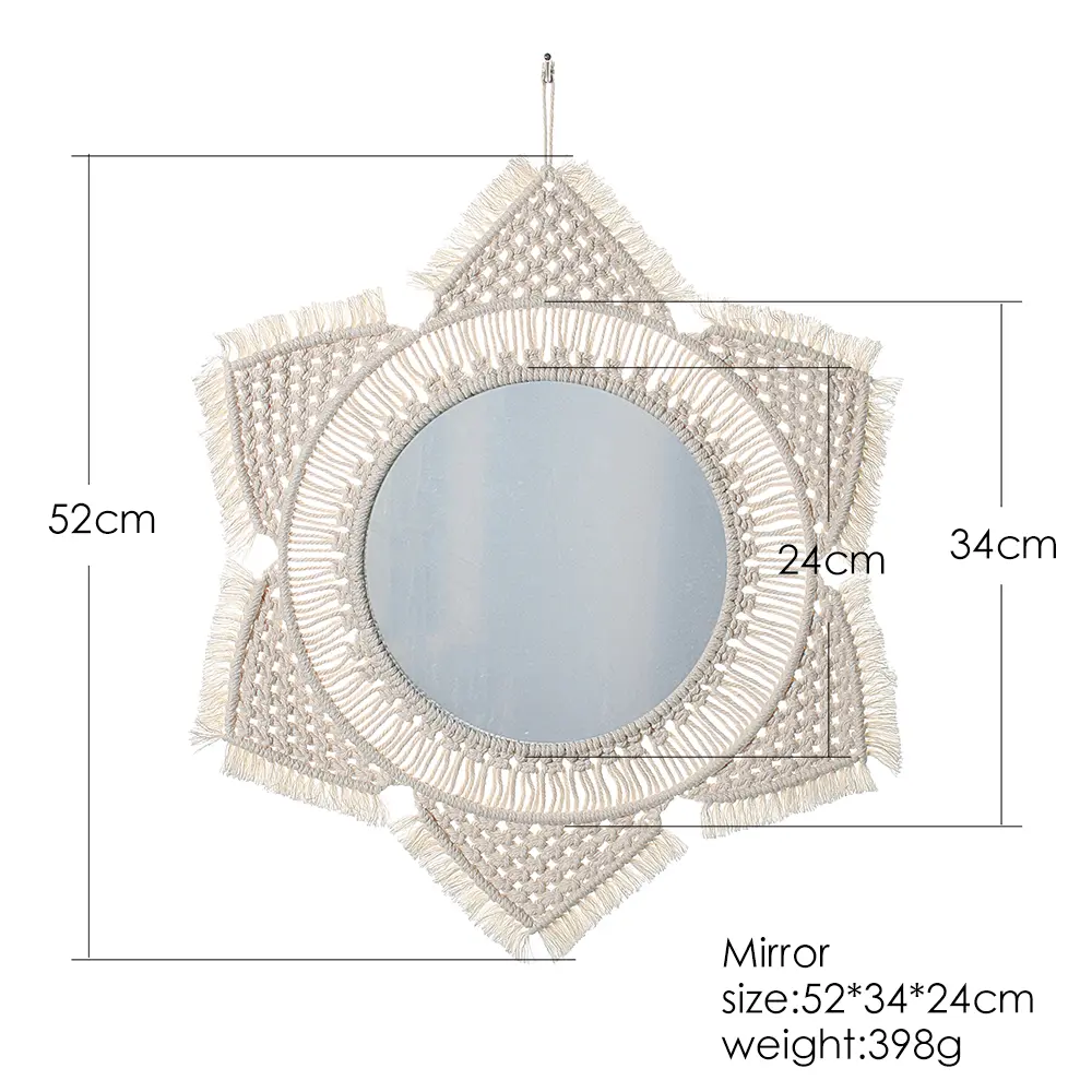 Large Round Wall Mirrors Rome Decoration Home Decor Macrame Wall Decorative Mirrors for Living Room Bedroom Decoration Cotton Hanging