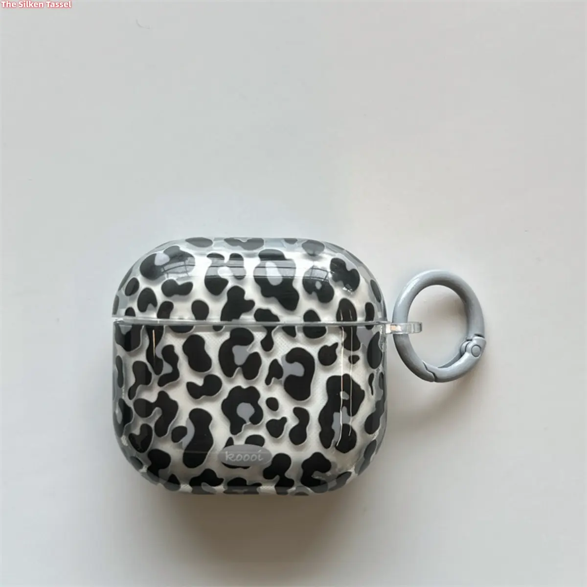 Y2K Leopard Print Label Soft Protective Case, Compatible with AirPods Series (Earbuds Not Included)