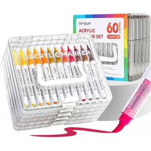 Acrylic Paint Marker Pen Set, Art Markers Pen, 60pcs/box Brush Tip Acrylic Paint Pens with Layered Storage Box, Art Supplies for Rock Painting, Ceramic, Wood, Canvas, Glass