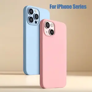 Liquid silicone soft skin friendly phone case suitable for iPhone 13 mini  iPhone 13 iPhone 13 Pro iPhone 13 Pro Max solid color shockproof phone case, anti fingerprint phone case, with velvet strap logo inside