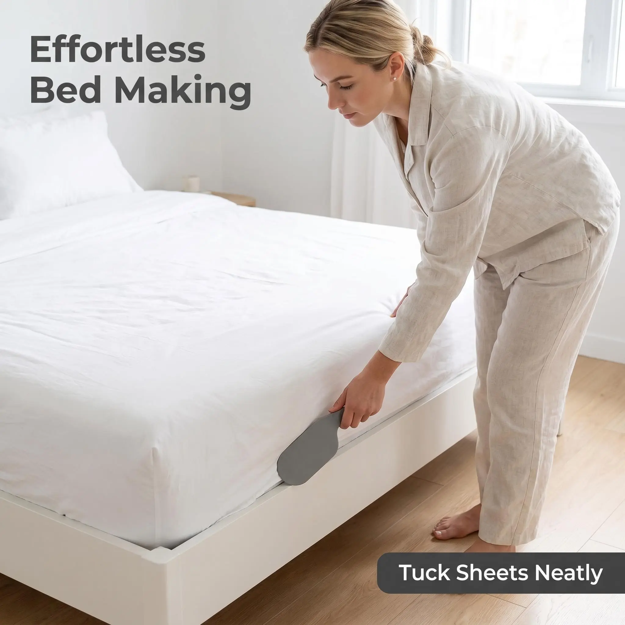 3 PCS Bed Sheet Tucker Tool Set, Mattress Sheet Tucking Helper, Bedding Gap Smoother for Bed, Sofa & Home