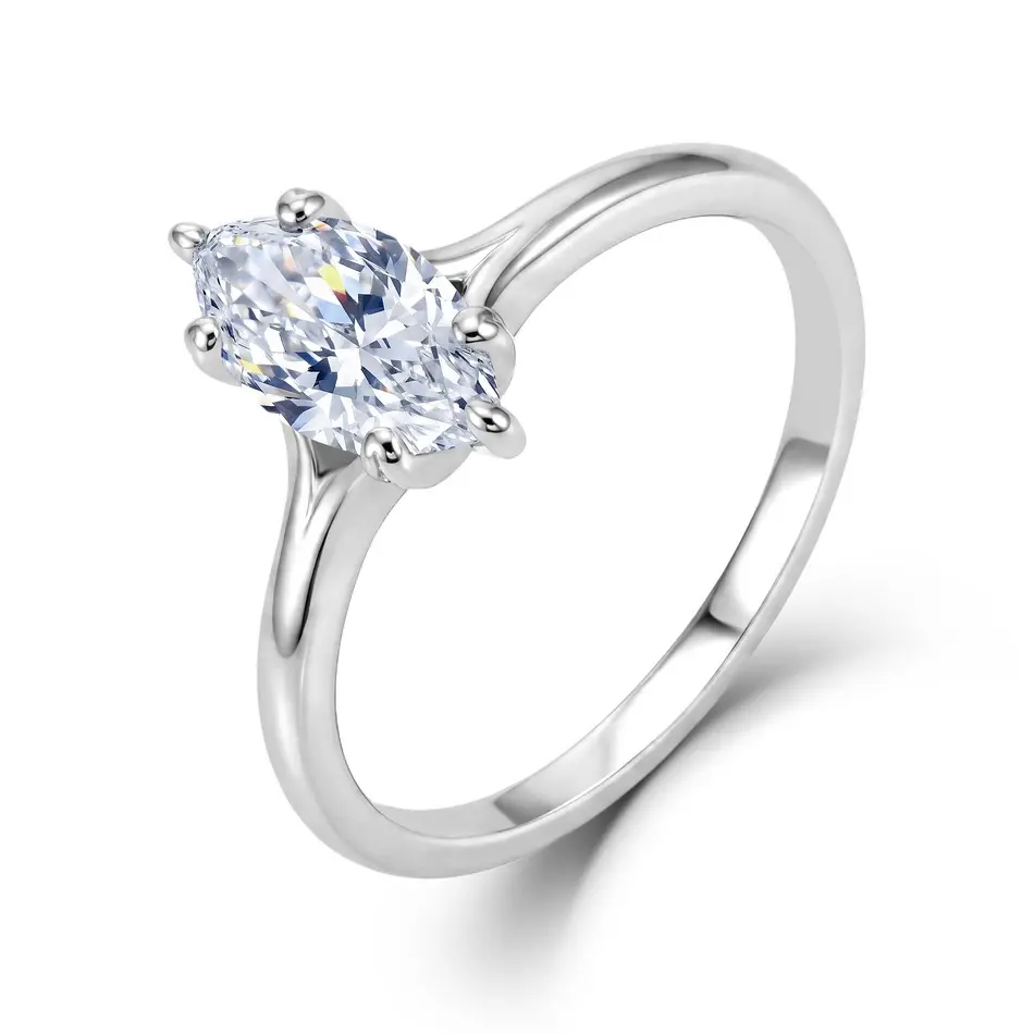 [IGI Certified] 1.05 Cttw Marquise Lab Grown Diamond Solitaire Ring, E-F/VS, US Size 8 Solid Silver