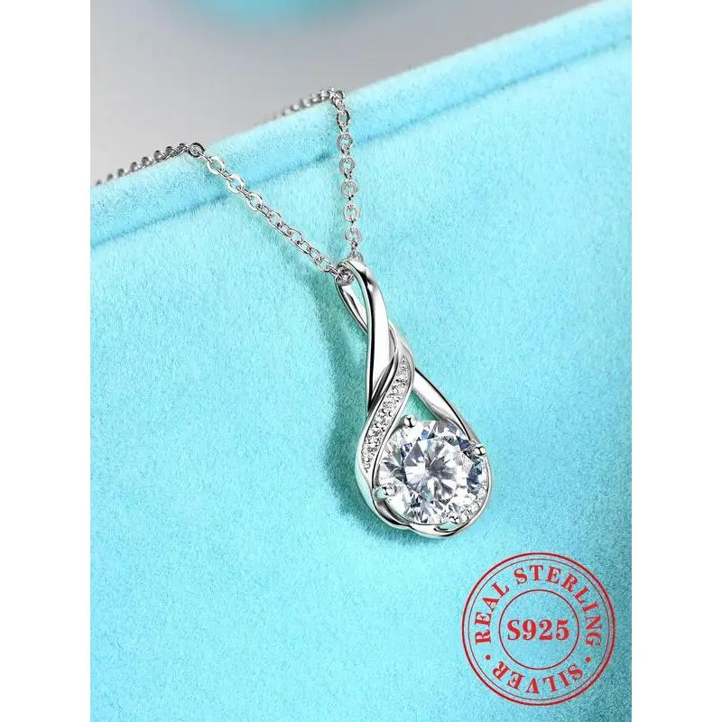 S925 Sterling Silver Synthetic Moissanite Pendant Necklace, Elegant Jewelry for Party, Daily Clothing Decor, Trendy All-match & Exquisite Jewelry for Gift, Valentine Gifts for Her S925 Sterling Silver Synthetic Moissanite Pendant Necklace, Elegant Jewelry for Party, Daily Clothing Decor, Trendy All-match & Exquisite Jewelry for Gift, Valentine Gifts for Her
