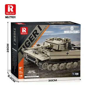 Reobrix 77031 Tiger I 1:28 Tank Building Blocks WW2 Military German Tank Model Set for Adults World of Tanks Authorized Army Toys Building Kit 1138 PCS Ideal Gift for Boys Kids Age 8+