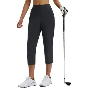baleaf 20'' Women Capris with Pockets Stretch Golf Work Dress Cropped Pants Straight Leg High Waisted Pull On Summer [PC:bgg003]