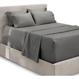 Extra Deep Pocket King Size Sheet Sets - Fits Mattress 18-24 Inches Deep - 6 Piece King Size Sheets - Grey