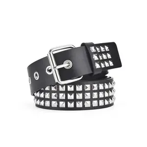 Trendy Punk Style Studded PU Leather Belt With Studded Buckle, All-match Fashion Belt For Party Daily Clothing Decor, Exquisite Ideal Birthday Gift