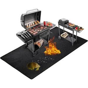 Large 76x52 inches Under Grill Mat for Outdoor Grill,Double-Sided Fireproof Grill Pad for Fire Pit,Indoor Fireplace Mat Fire Pit Mat,Oil-Proof  BBQ Protector for Deck and Patio