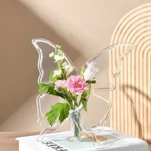 Butterfly Flower Vase, Clear Acrylic Floral Vase for Single Roses, Modern Decor for Home, Unique Gift for Weddings and Housewarming