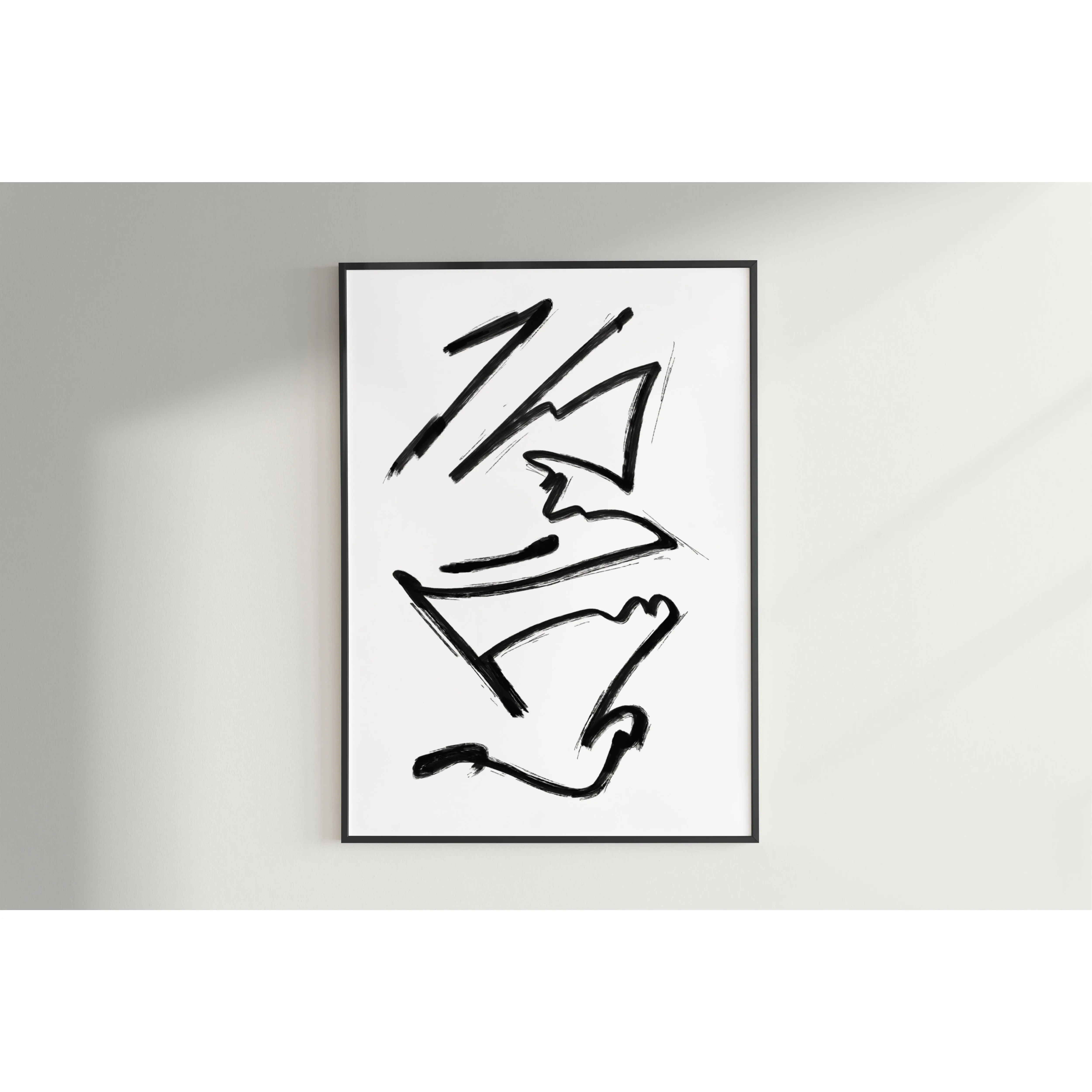 Framed Wall Art (Single Piece) - Ready-to-Hang, Framed, Modern, Minimalist, Abstract, Japandi Style Home Decor, Luxury Design, Collection: "EROS (32.1)"