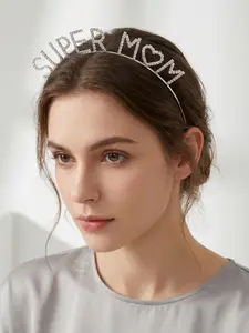 Super Mom Sparkling Letter Hairband, Mother's Day Atmosphere Headpiece, Festival Party Photo Decoration, Mom Gift Idea