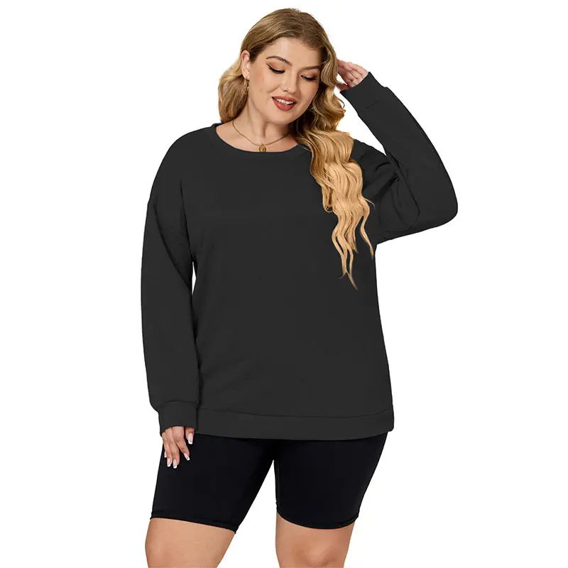 VOGARCE XL-5XL Plus Size Women Oversized Crewneck Sweatshirt Diamond Quilted Long Sleeve Pullover Casual DPS1164