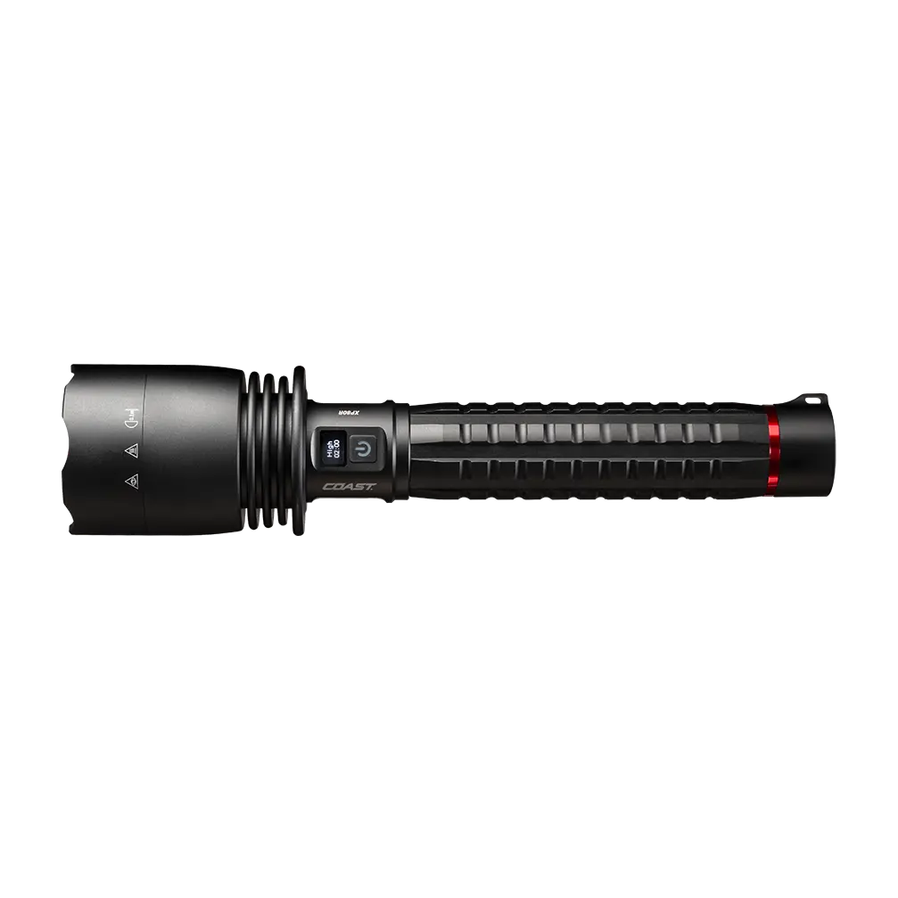 COAST XP80R 15000 Lumen Rechargeable Dual-Power LED Flashlight with POWERiQ Real-TIME Display, 5 Light Modes, Ultra View Flood Beam, Push/Pull Focus