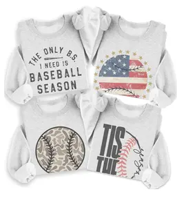 Vintage Baseball Sweatshirt Retro Baseball Game Sports Pullover Camo Baseball Sweater Flag USA Baseball Crewneck Casual Unisex Top