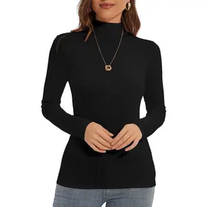 Mock Turtle Neck Long Sleeve Pullover High Neck Undershirt Slim Fit Basic Casual Tee Tops
