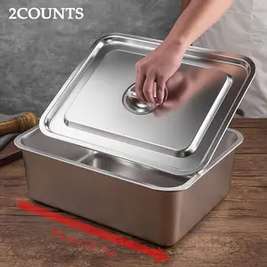 Stainless Steel Steam Hotel Skillet Set, 15cm Deep Stackable Rust-Resistant Food Storage, Ideal for Home Parties Restaurants Buffets Commercial Use