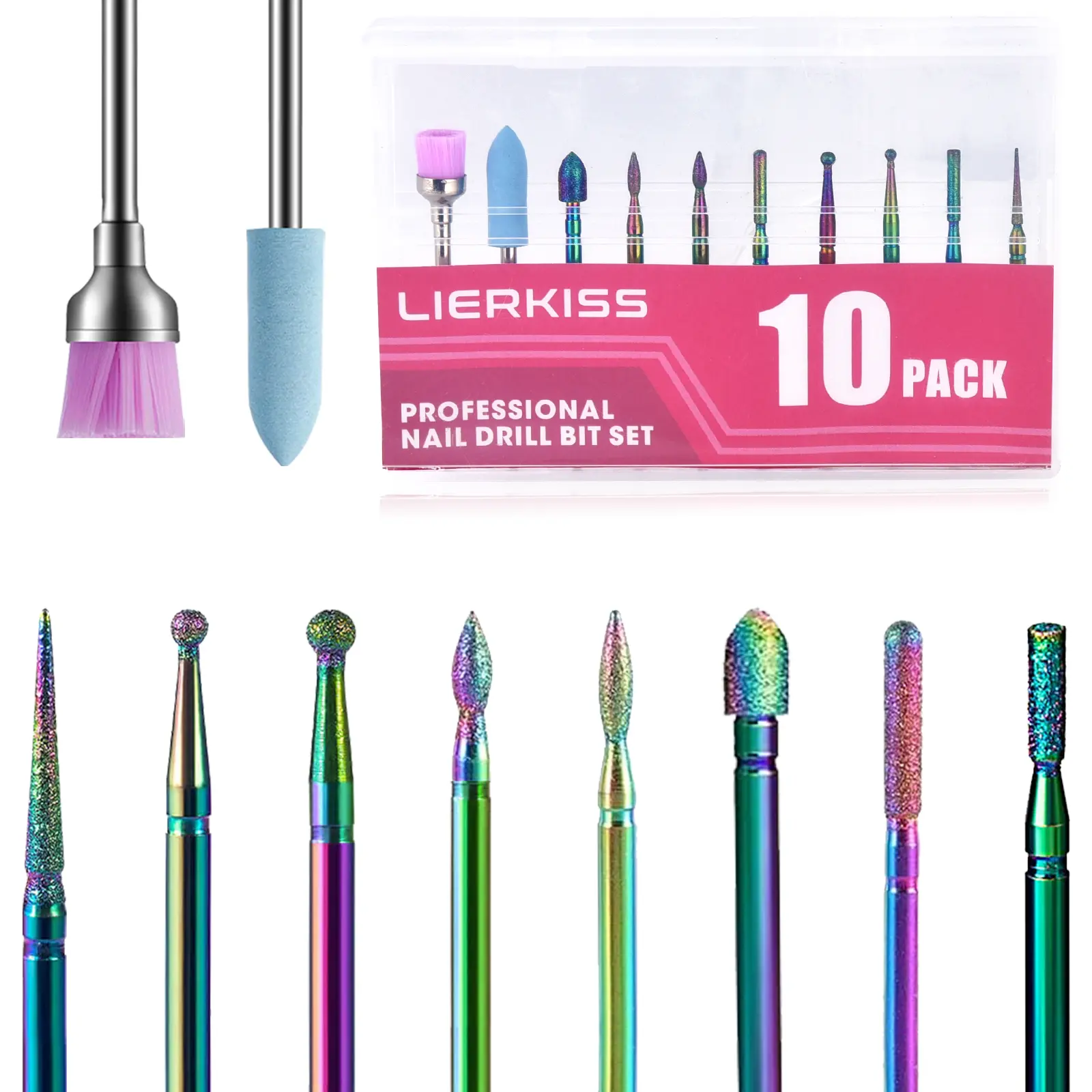 10PCS Nail Drill Bits Set | 3/32 Inch Ceramic & Carbide Nail Bits | Cuticle Polishing & Remover Kit | Professional Manicure Pedicure Tools for Acrylic & Gel Nails