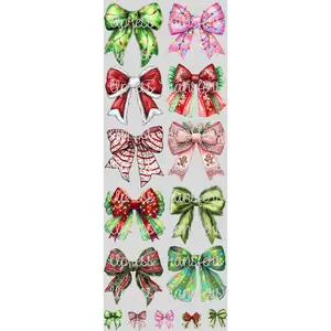 Christmas Bows DIY Tshirt DTF Transfers Gang Sheet 22” wide x 60” long DIY Direct to Film T Shirt Transfers