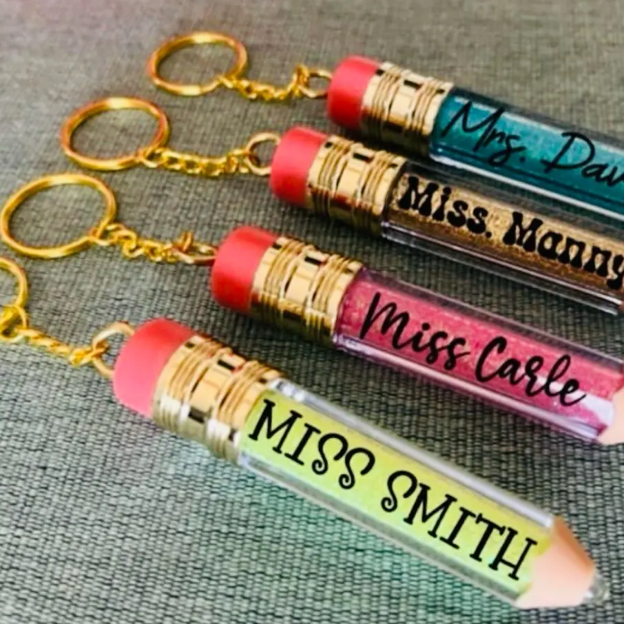 Personalized Pencil Keychains Glitter Gift (message seller after purchase with name for the keychain)