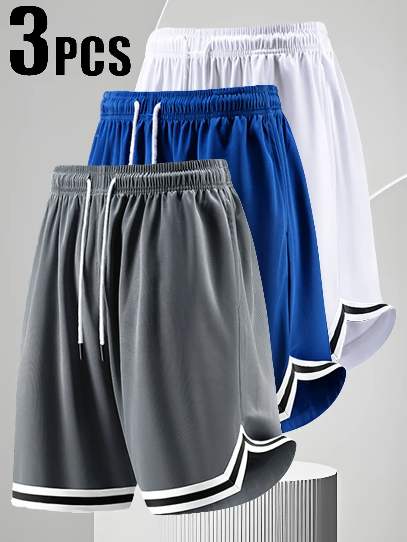 3-pack new summer men’s outdoor sports basketball shorts—fitness running basketball shorts, mid-length, suitable for everyday wear and exercise.
