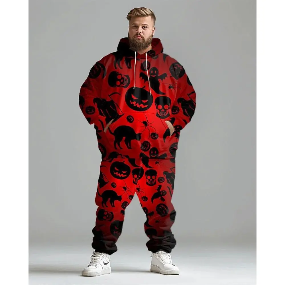 Men's Skeleton Print Hoodie Set - Trendy Halloween Outfit Perfect for Street Style, Themed Parties and Gift Giving, Gothic Style Matching Set for Spooky Season Fashion Men's Skeleton Print Hoodie Set - Trendy Halloween Outfit Perfect for Street Style, Themed Parties and Gift Giving, Gothic Style Matching Set for Spooky Season Fashion