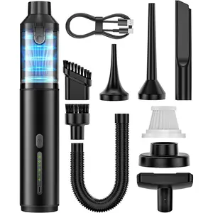 [Voice-tank] Car Vacuum Portable Cordless Handheld Vacuum Cleaner 4-in-1 Mini Cordless Vacuum with 2 Suction Modes and 16800pa Suction Power Blowing & Inflating 2 Modes Handheld Vacuum for Car, Desk, Keyboards
