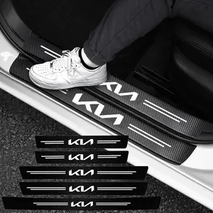 High-quality Carbon Fiber Car Door Sill Protector Sticker For Kia Sportage Seltos Sorento Carnival Ceed Rio Borrego K3 K4 K5 EV3
