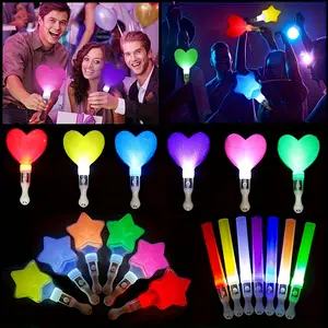 20 Colorful LED Glow Sticks Set - Heart Star Circle Designs, 3 Flashing Modes, Glow-in-the-Dark Party Supplies, Perfect for Weddings Birthdays Bridal Showers Carnivals Halloween Christmas Decorations