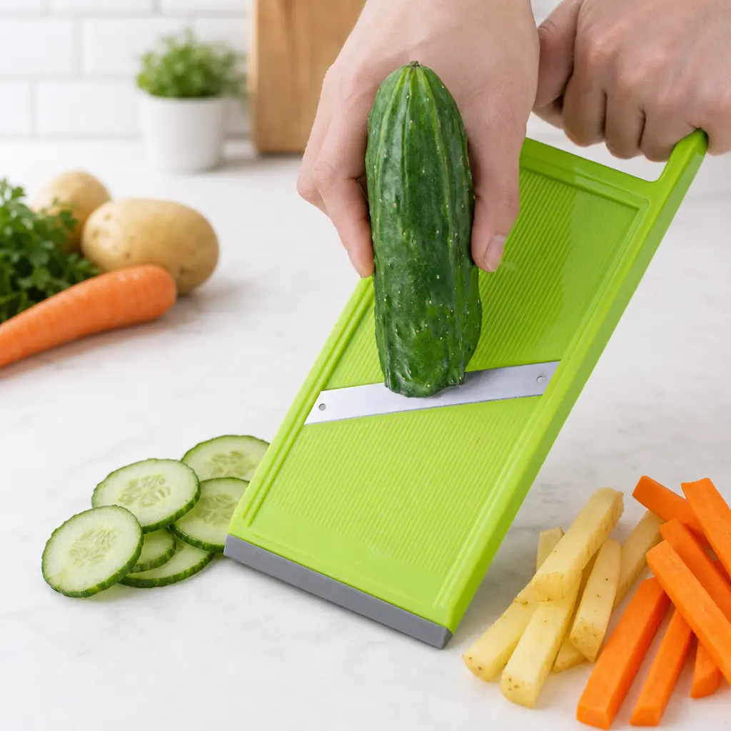 Handheld Stainless Steel French Fry Cutter, Manual Potato Vegetable Slicer for Homemade Chips Carrots