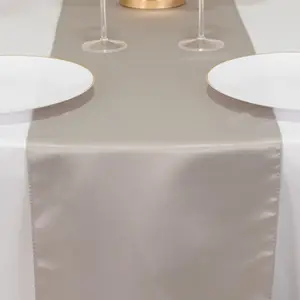 Lamour Satin Table Runner 12"x108" Silver - Lustrous Wedding Decor