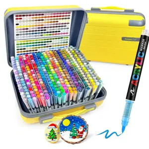 Guangna 360 Color Acrylic Marker Set, Portable Hard Case, Soft Brush Tip, Fast-Drying, Multi-Material Compatible, DIY Art Supplies