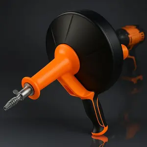 42 FT Drain Snake Hair Drain Clog Remover, Manual Or Powered, Plumbing Snake With Adapte,Unclog Sink Drain Tool, for,Shower,,Sink, No Auto Retract Or Feed, Orange