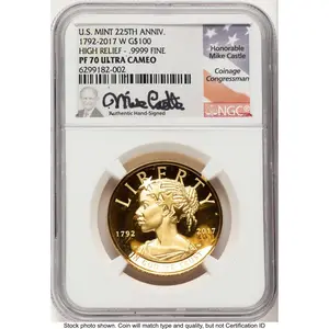 Modern Bullion Coins (2017-W G$100 American Liberty High Relief, DC Mike Castle)
