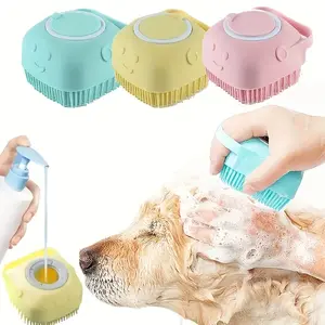 Silicone Pet Shampoo Brush with Shampoo Holder, Ideal for Dogs and Cats, Massage Rubber Bath Brush for Grooming, Pet Grooming Tool, Pet Grooming Brush, Grooming Supplies