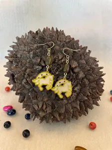 Lime Green Tagua Nut Horseshoe Derby Earrings