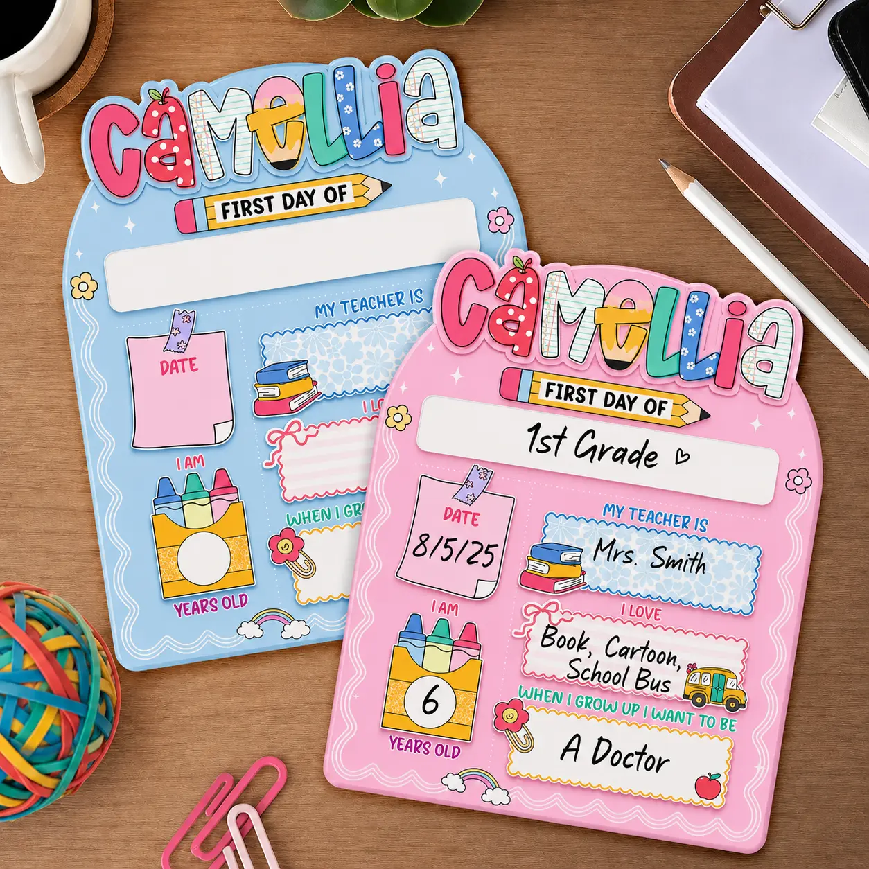 Personalized First Day School Acrylic Sign, Back to School Sign, Custom Kindergarten School Board, Reusable Dry Erase Photo Prop, Preschool Milestone Sign