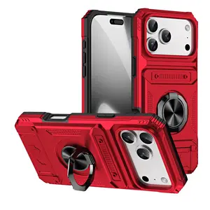 HAY Military Grade Drop Wallet Armor Phone Case For iPhone 17 16 15 14 13 12 11 Pro Max Plus Rotating Ring Stand Premium Protection Cover