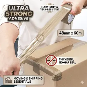 Packing Tape 48mm X 60m, Tear-Resistant, Thick Sealant, Ideal for Moving and Shipping, Strong Adhesive, No Gaps