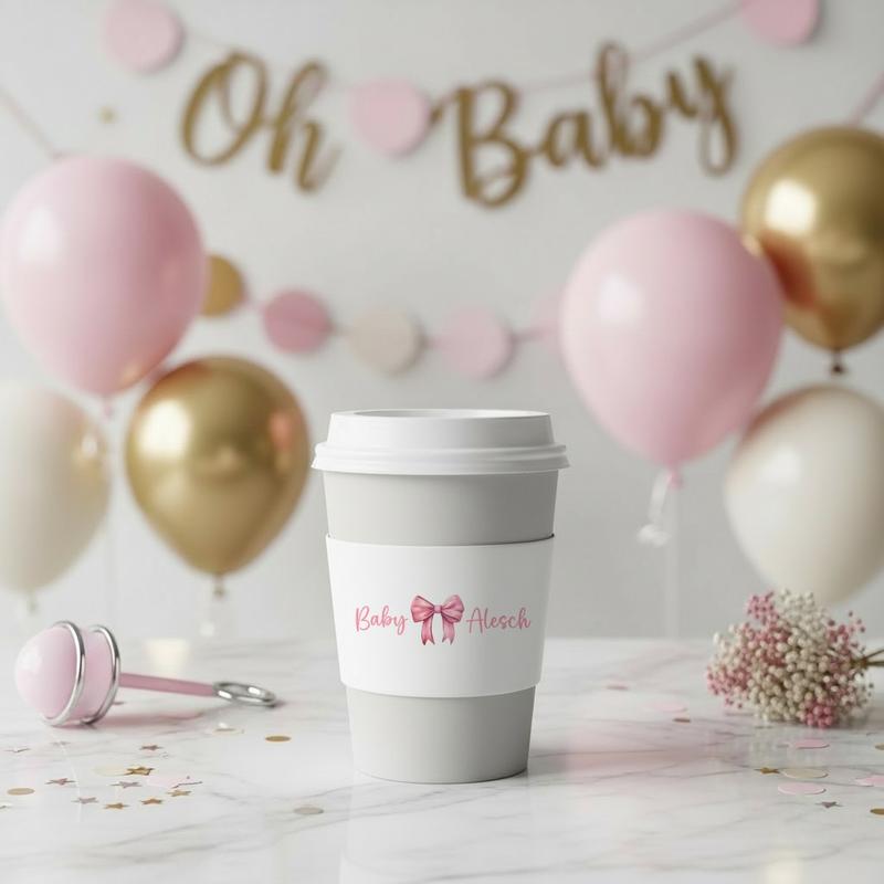 Custom Coffee Cup Sleeves - Your Logo & Image for Weddings & Events 8 oz & 10-16 oz Eco-Friendly Paper Sleeves for Coffee Bars and Favors