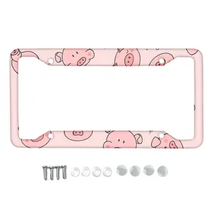Cartoon Cute Pig Patterns Metal Car License Plate Frame Tag Holder Fit men