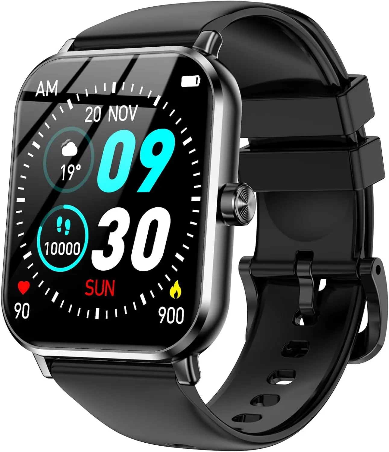 Jacoosa Men's Smartwatch, 1.69-inch HD touchscreen, supports Bluetooth calling, 120+ sports modes, IP68 waterproof, features heart rate and sleep monitoring and timer functions, compatible with Android and iOS (Black) watc strap dual app free case call