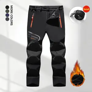 1-4PCS Men's Waterproof & Thermal Winter Softshell Pants with Zipper Pockets - Scratch Resistant & Durable Outdoor Trousers, Thickened Sports Joggers for Hiking, Climbing & Outdoor Work