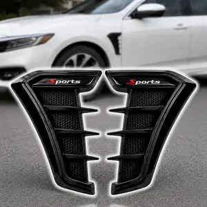 2PCS Car Fender Side Vents, TPU Carbon Fiber Shark Gill Spoiler, Car simulation shark gill fender wing fender modification sticker shark fin carbon fiber decorative sticker air vent sticker carbon fiber black