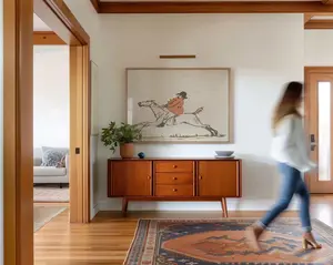 Stout Huntsman on a Galloping Horse Poster- Horse and Rider - Equestrian Illustration. Horizontal print