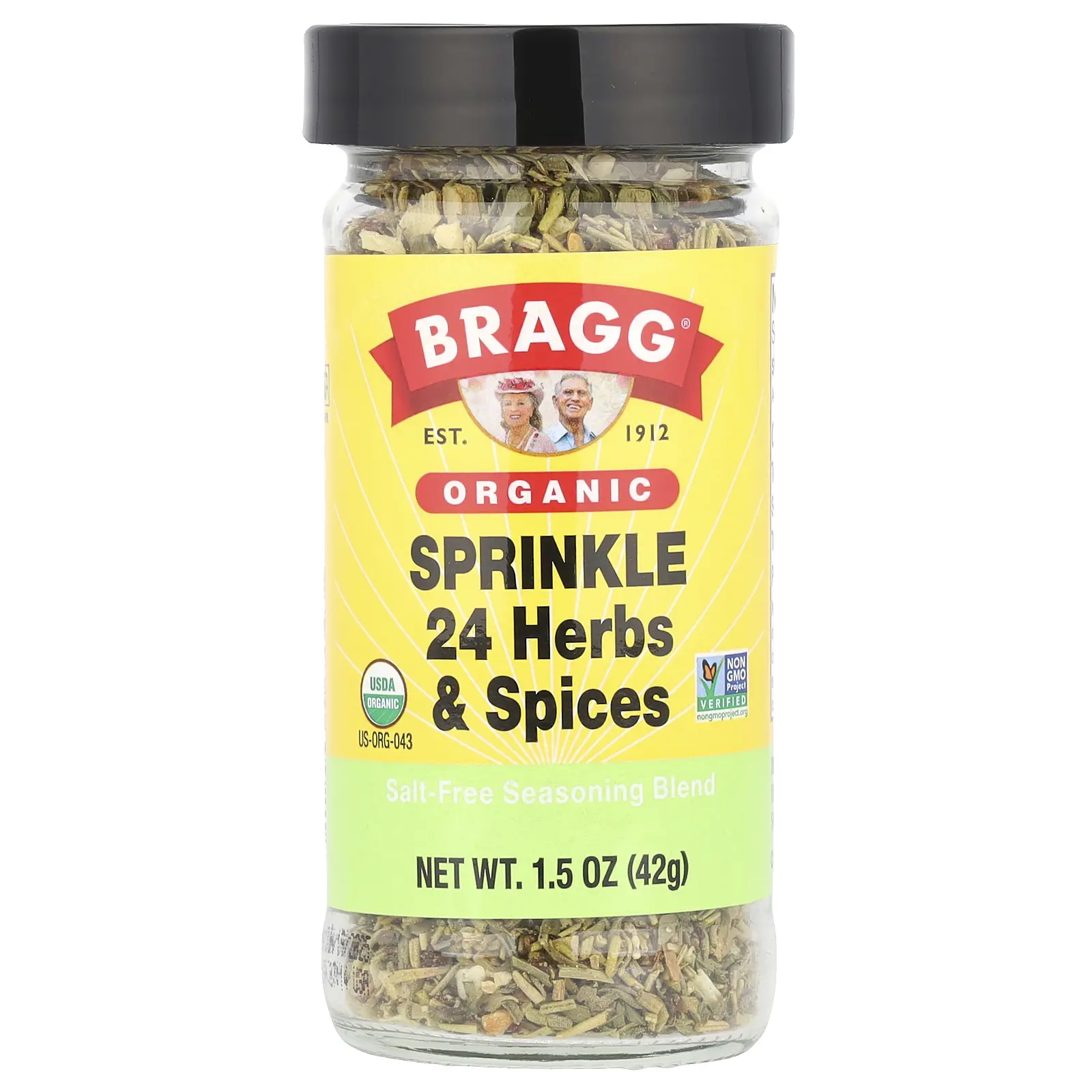 Bragg Organic, Sprinkle 24 Herbs & Spices, Salt-Free Seasoning Blend , 1.5 oz (42 g)