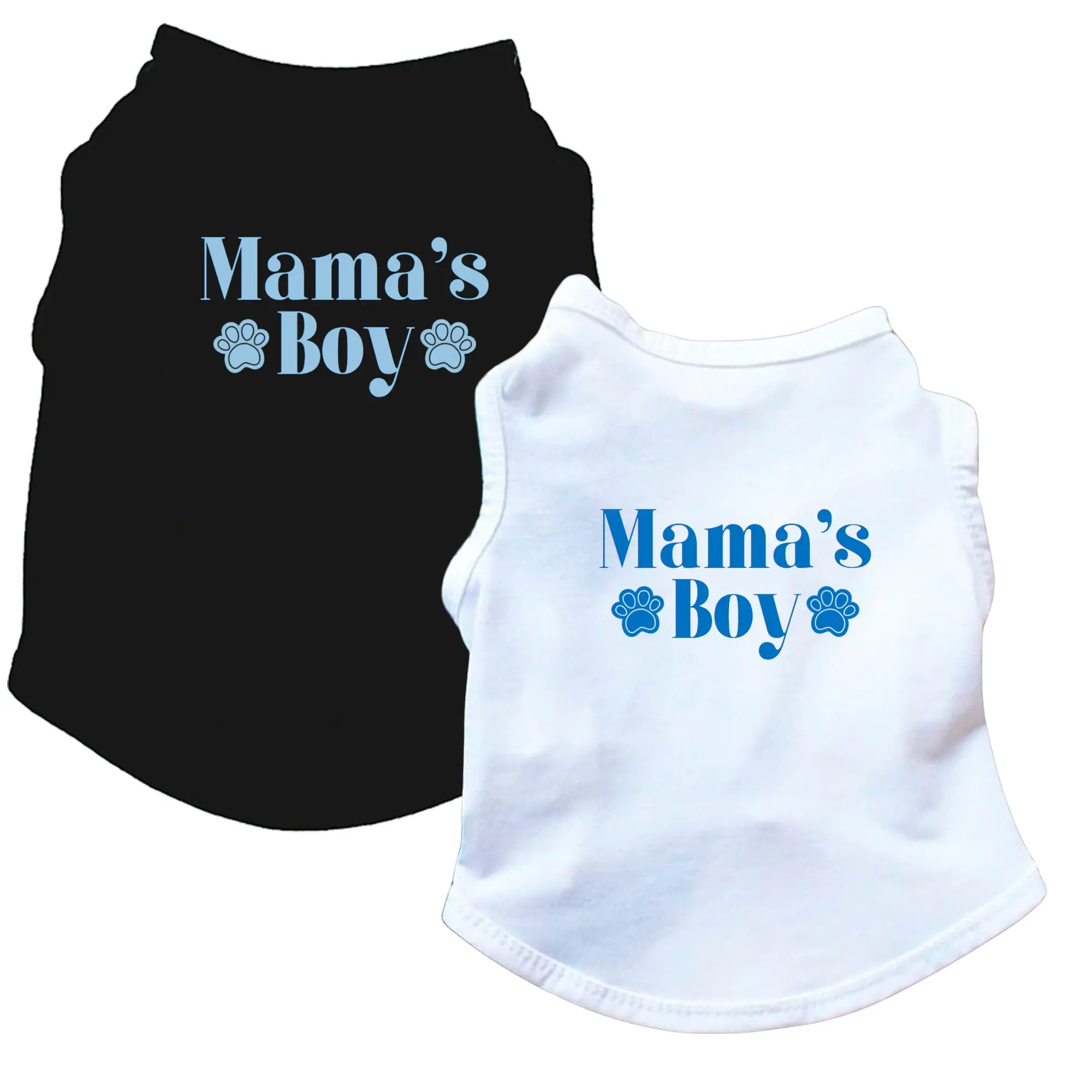Mama's Boy Pet Tee Shirt - Dog & Cat Clothing, White or Black Shirts & Vests for Pets